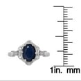 thumbnail image 3 of 10k White Gold Vintage Style Genuine Oval Sapphire and Diamond Halo Ring, 3 of 5
