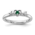 thumbnail image 6 of Auriga Fine Jewelry 925 Sterling Silver Created Emerald Heart with Arrow Ring Size 5for Women, 6 of 6