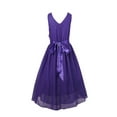 thumbnail image 5 of renvena Girls Toddler Kids Flower Chiffon Pleated Bridesmaid Wedding Pageant Party Dress Purple 14, 5 of 7