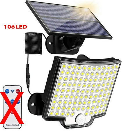 

106LED Solar Light Outdoor Waterproof with Motion Sensor Floodlight Remote Control 3 Modes for Patio Garage Backyard Wall Lamp