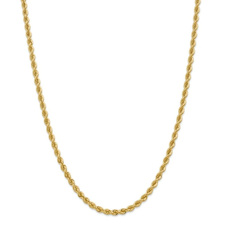 Real 14kt Yellow Gold 4mm Regular Rope Chain 18 inch Lobster