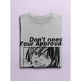thumbnail image 3 of Don't Need Approval Manga Girl Shaped T-Shirt Women -Image by Shutterstock, Female Large, 3 of 4