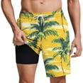 thumbnail image 2 of KIHOUT Men's Tropical Seahorse Print 2-in-1 Swim Trunks - 95% Polyester 5% Spandex, Drawstring Elastic Waist, Lined with Pockets for Beach, Pool and Summer Casual Wear, 2 of 9