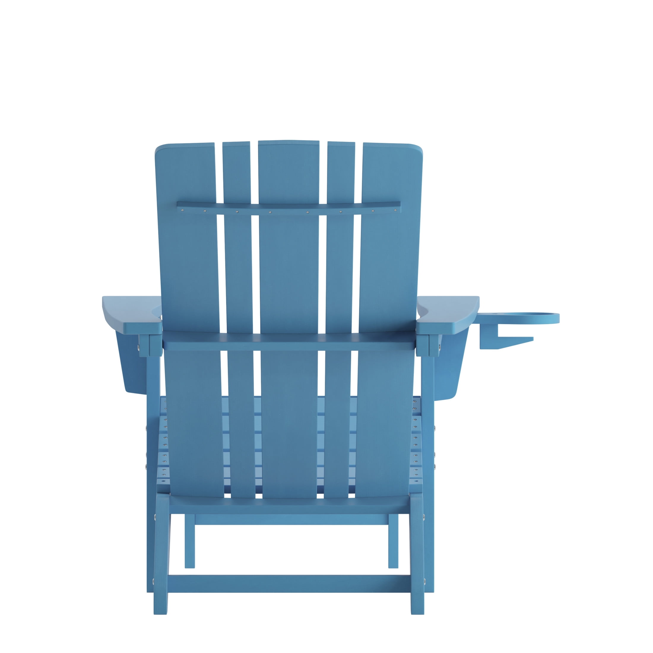 Flash Furniture Halifax HDPE Adirondack Chair with Cup Holder and Pull Out Ottoman, All-Weather HDPE Indoor/Outdoor Lounge Chair in Blue