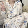 thumbnail image 5 of Pijamas Sanrio Kawaii Cinnamoroll Anime Lindo Dibujos Animados Pantalones de Manga Larga Hogar Verano Niña Ropa de Corazón Traje Regalo de Cumpleaños, 5 of 5