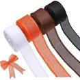 thumbnail image 1 of 4 Rolls Burlap Wired Ribbons, Solid Wired Edge Ribbon, Wrapping Burlap Ribbon, Burlap Wired Ribbon for Home Decor, Wrapping, DIY Crafts (Black, Coffee, White, Orange, 1-1/2 Inch), 1 of 7