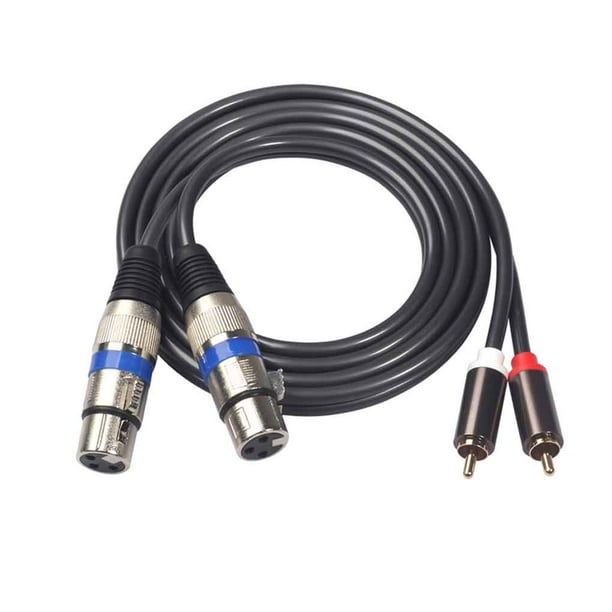 Monstrate Cable de audio RCA dual de 1,5 m a 2 XLR enchufe adaptador coaxial cable de vídeo profesional plateado Type4 NO4