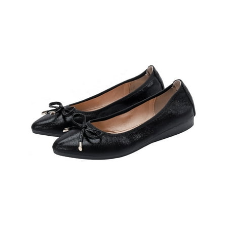 

Gomelly Women s Walking Shoes Soft Sole Casual Shoe Pointy Toe Flats Bow Loafers Women Ladies Black 6