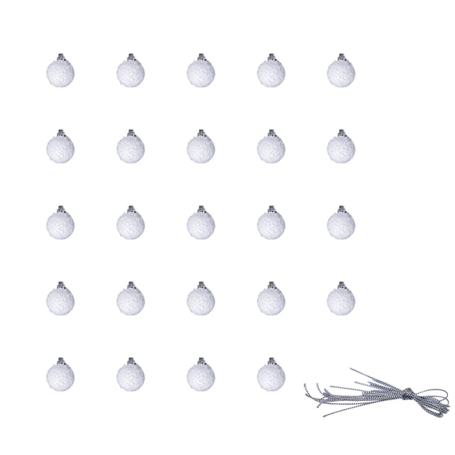LSLJS Christmas Decoration Supplies, Christmas Ornaments, Decorations for Christmas Tree, Set Of 24 Shatterproof Bulbs with A Drawstring,White Balls for Decor, Christmas Decorations