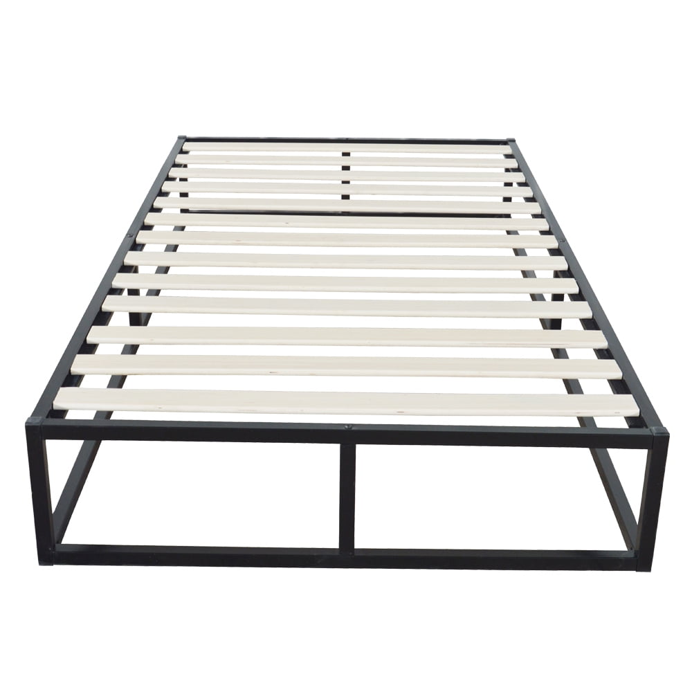 Hassch Simple Basic Iron Bed Twin Size Platform Bed, Black