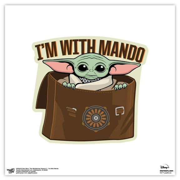 Gallery Pops Star Wars: The Mandalorian Season 3 - I'm With Mando Wall Art, Unframed Version, 12" x 12"