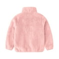 thumbnail image 3 of CCRFTGI Girls Fleece Jacket Fuzzy Full-Zip Outwear Coat Warm Fall Winter Jacket Cozy Hoodie Sweatshirt with Pockets Pink 9-10Y, 3 of 4