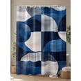 thumbnail image 4 of Abstract Art Shower Curtain Set ，Waterproof Fabric Shower Curtains Modernism Blue Gary Linear Color Block Shower Curtains for Bathroom,Bathroom Decor 72"x84", 4 of 6