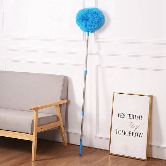 Retractable Duster Stainless Steel Long Handle Dusting Brush Car Household Cleaning Tools Blue