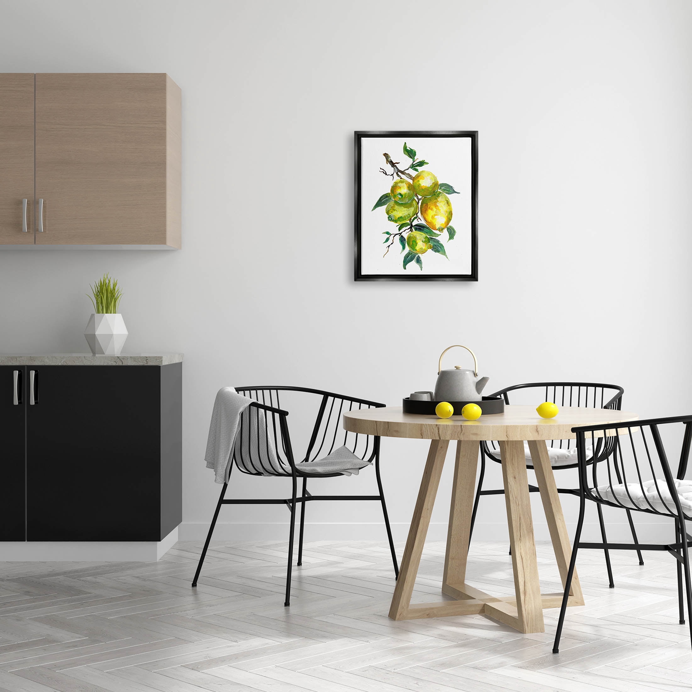 Lemon Citrus Fruit Tree Food & Beverage Graphic Art Jet Black Framed Art Print Wall Art