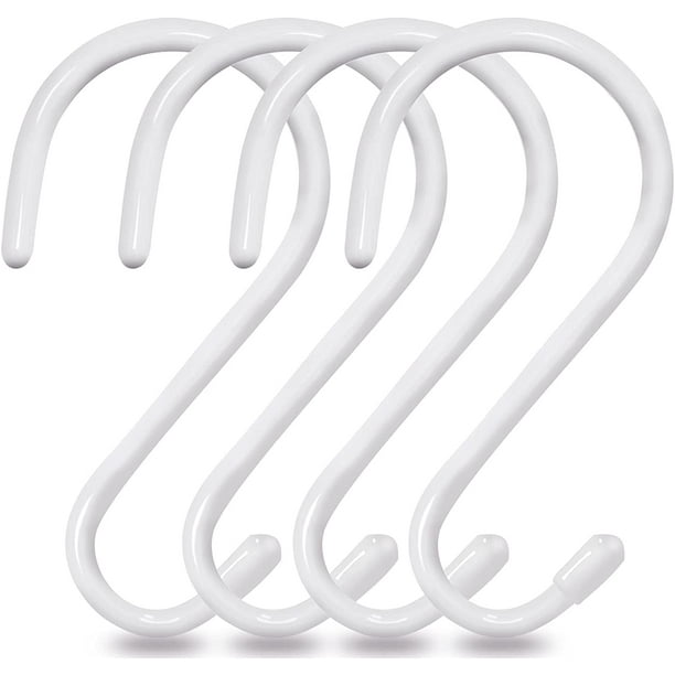 Large Vinyl Coated S Hooks Heavy Duty, 6 inch Non Slip White Rubber Coated  Metal S Hooks for Hanging Plants, Outdoor Lights and Kitchen Pot Pan Cups