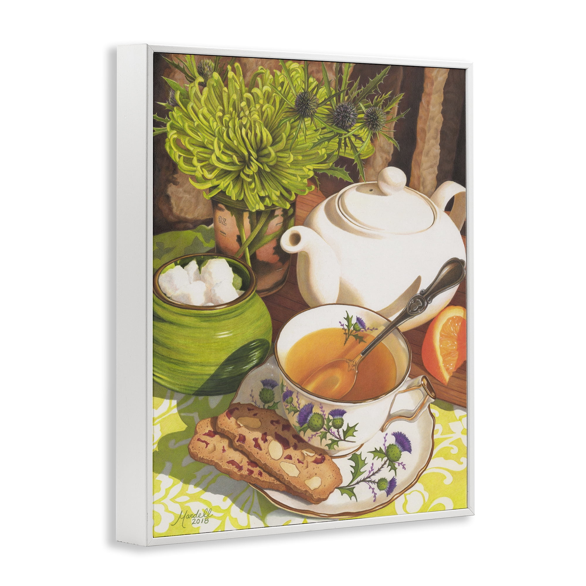 Stupell Industries Tea & Biscuits Scene Food & Beverage Painting White Framed Art Print Wall Art, 11 x 14