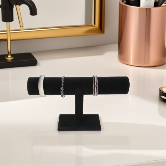 SOPOTUTU Watch Stand Organizer Tshaped Black Flannel 1Pcs for Personal Collection