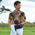 thumbnail image 3 of Rateoe Sunset Sunflower Small Cow Pattern Men's Short Sleeve Polo Shirts, Golf Polo Shirts Short Sleeve Performance Moisture Wicking Dry-XX-Large, 3 of 6