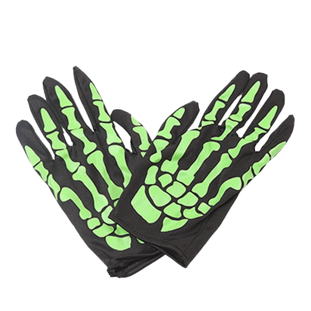 Less Than 5 Gloves Halloween Bone Skeleton Goth Racing Full Gloves