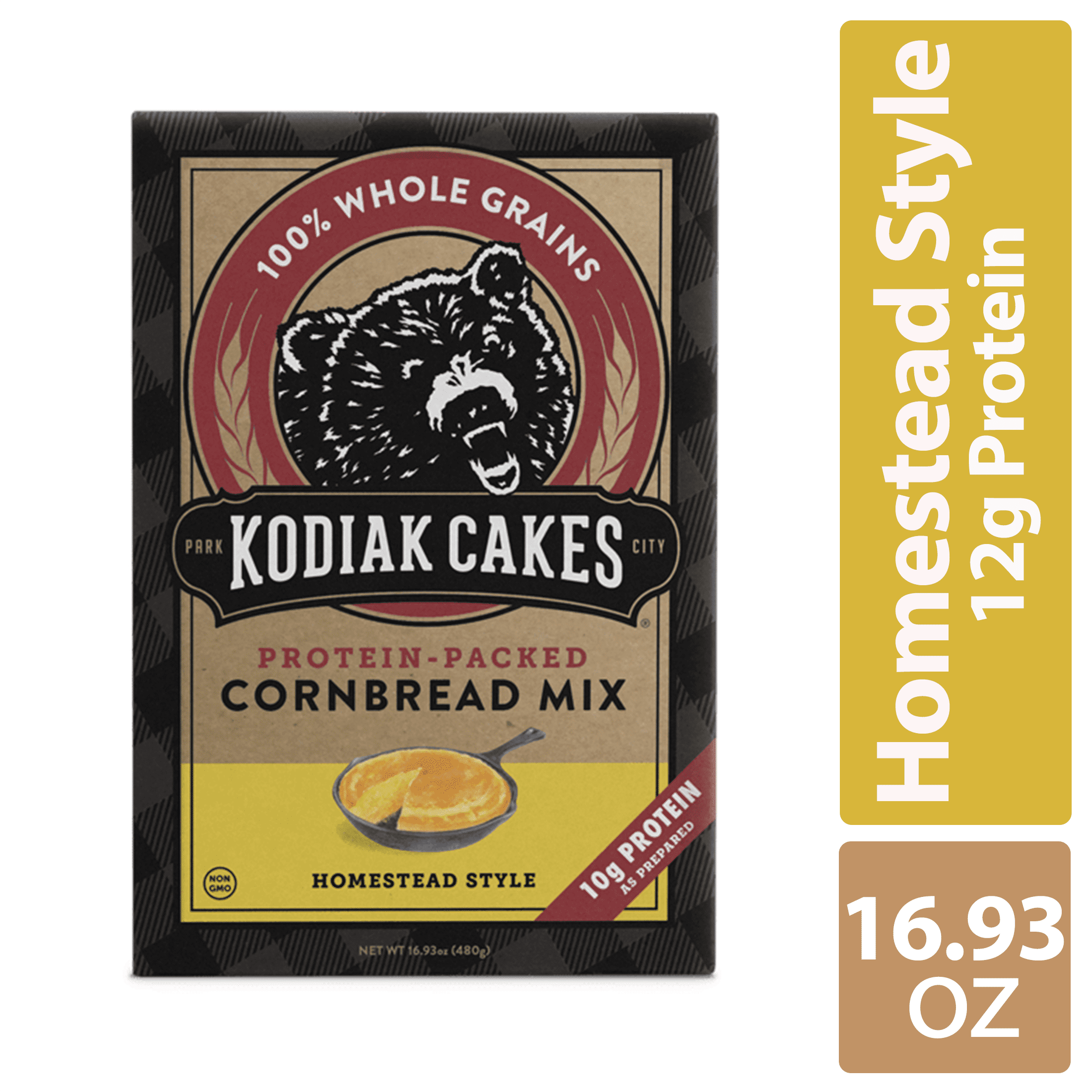 Kodiak Protein-Packed Homestead Style Cornbread Mix, 16.93 oz