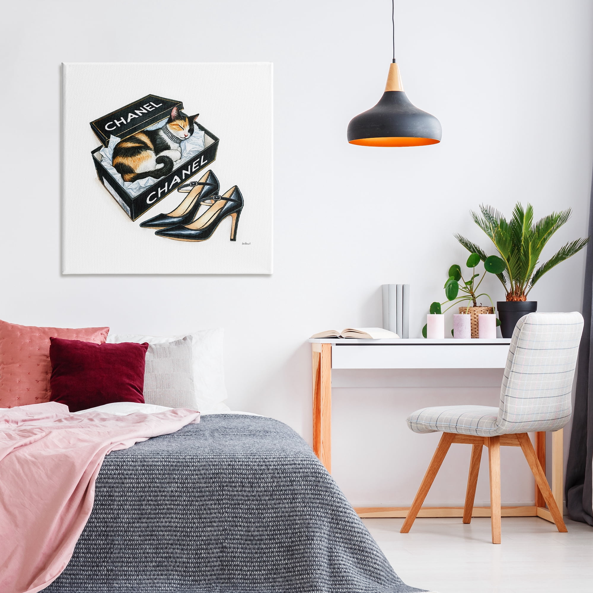 Stupell Industries Cat Sleeping Heels Box Animals Painting Wrapped Canvas Art Print Wall Art, 36 x 36