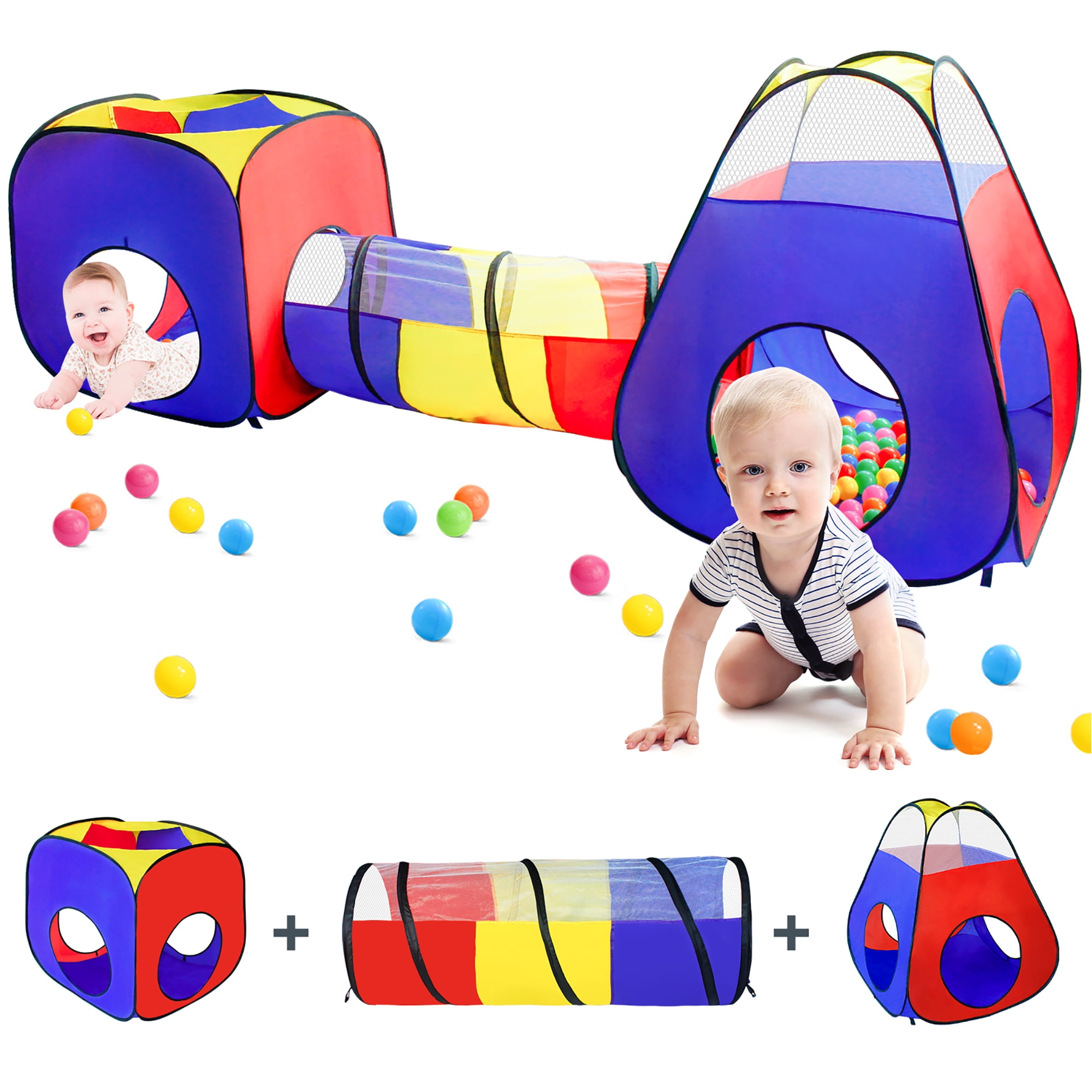 3pc Baby Ball Pits Tent for Kids with Play Tunnel Toddlers Indoor