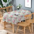 thumbnail image 3 of Pink Oval Tablecloth, Floral Oval Tablecloth, Pink Flowers Print Table Cloth, Spring Summer Waterproof Wrinkle Free Tablecloth for Oval Tables 60 X 120 Inch, 3 of 5