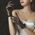 thumbnail image 3 of Guantes de novia para mujer Macarena Accesorios de disfraces de moda para niñas Longitud de muñeca formal Guantes de encaje negro, 3 of 8