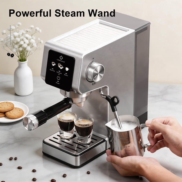 LINKChef Espresso Machine 20 Bar, Small Espresso Maker with Milk