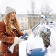 thumbnail image 2 of Moclever 2 in 1 Ice Scraper Extendable Car Snow Brush Frost Removal with 360° Pivoting Brush Head Sponge Grip 26.77-33.07in Length, White, 2 of 13