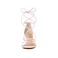 thumbnail image 6 of BLISSFUL STEP Outfit Women's Back to School Straps Kitten Heel Lace Up Sandals Light Pink 6, 6 of 8