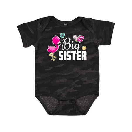 

Inktastic Big Sister with Flamingo and Flowers Gift Baby Girl Bodysuit