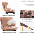 thumbnail image 4 of Leather Fabric Bar Stools, 29.9" Bar Stool with Back, Solid Wood Legs, Footrest, Kitchen Bar Chair for Home Island Breakfast, Tufted Gold Nailhead Trim Gold Decoration Bar Stools (Set of 4), 4 of 8