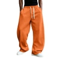thumbnail image 2 of Dwellite Baggy Sweatpants Men Wide Leg Drawstring Oversized Casual Athletic Y2k Lounge Sweat Jogger Pants with Pockets Orange XL, 2 of 6