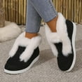 thumbnail image 3 of Womens Snow Boots Suede Fuzzy Loafers Winter Lightweight Soft Sole Thickened Warm Slip on Low Top House Shoes, 3 of 6