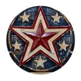 thumbnail image 4 of nygtbtfer Round Fitted Tablecloth with Elastic Edge Patriotic Stars American Wreath Patio Table Cover Cloth Rustic Wood Grain Round Tablecloth for Party Fits Tables 46-50, 4 of 8