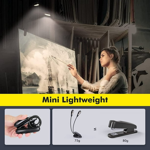 Lampe de Lecture,14 LEDs Liseuse Lampe Clip Rechargeable,lampe livre 3  Modes de Luminosité x