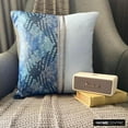 thumbnail image 3 of The HomeCentric Euro Pillow, Blue Euro Shams, Pack of 2, 26x26 inch (65x65 cm) Linen & Faux Leather Pillowcase&nbsp;With Zipper, Pillow Covers with Patchwork, Modern - Sky Half Tone, 3 of 10