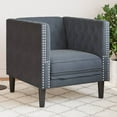 thumbnail image 1 of vidaXL Chesterfield Sofa Chair Dark Grey Velvet, 1 of 5