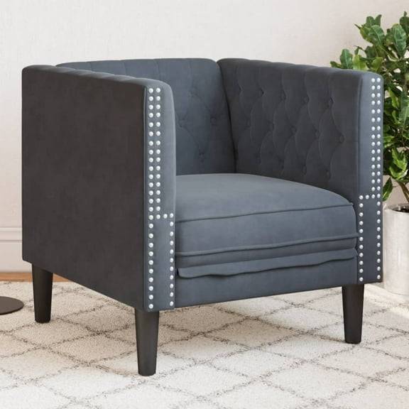 vidaXL Chesterfield Sofa Chair Dark Gray Velvet