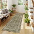 thumbnail image 2 of Garvee 2'x6' Modern Bordered Runner Rug Geometric Carpet, Washable Non Slip Rug for Hallway Bedroom Home Decor, Green, 2 of 9