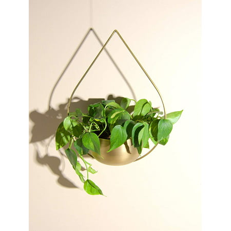 Best Home Fashion Semi-Circle Teardrop Hanging Planter - Brass - 6.3” Dia. x 11.6”