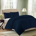 thumbnail image 2 of DNG Creations 3 Piece Ruched Pattern Duvet Cover 100% Egyptian Cotton, 800 TC- With Zipper Closure & Corner Ties ( Solid Navy Blue - Full/Queen ), 2 of 3