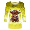 thumbnail image 5 of Fznquz Christmas Womens Tshirts Yellow Winter Crewneck T Shirt 2025 Casual Cute Graphic 3/4 Sleeve Women Fashion,L, 5 of 5