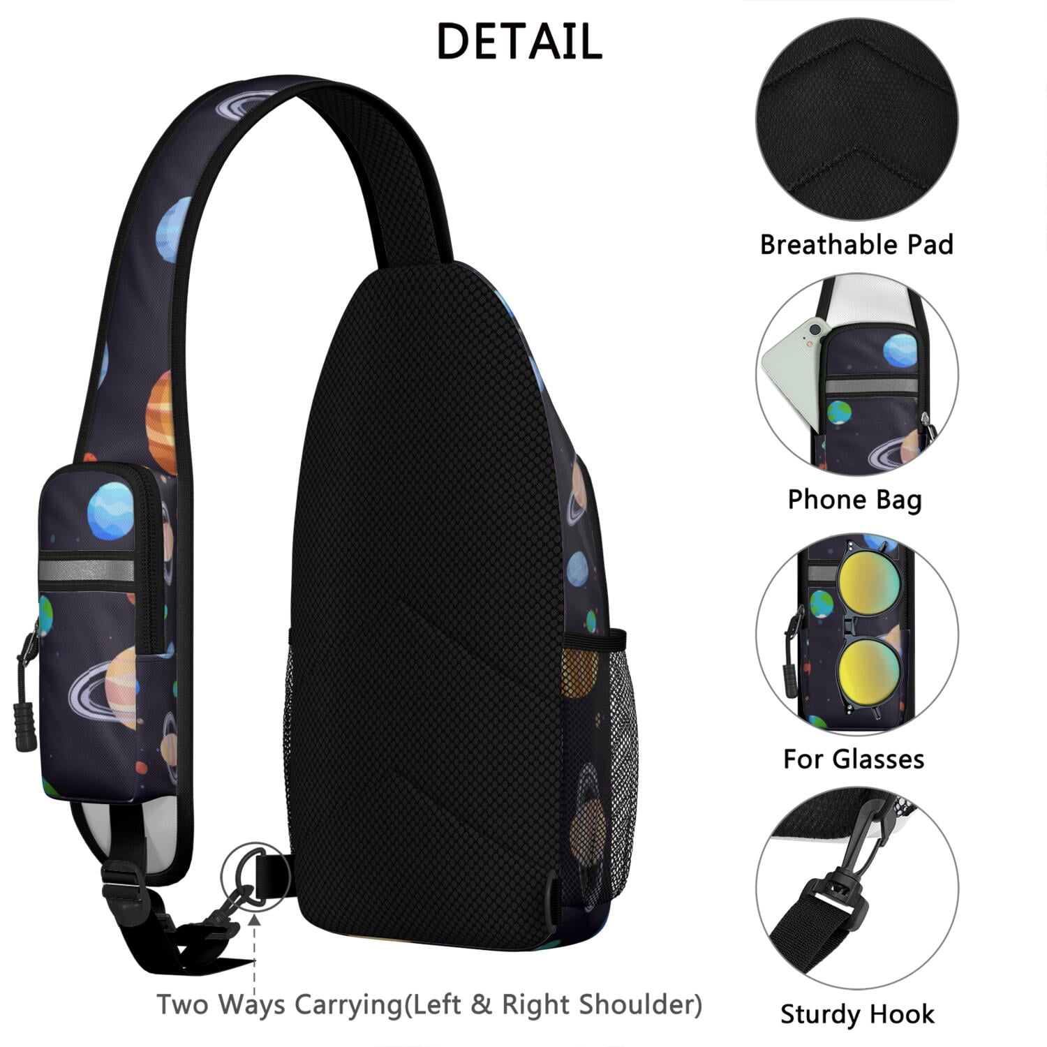 Exotic Hippie Retro Hiking Daypack for Women Men – Anti-theft back pocket, Partitioned main compartment, Water-resistant – Artistic Bohemian Boho Design for Travel, Hiking, Outdoor