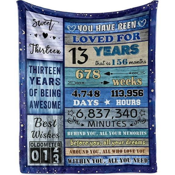 LHSHID 13th Birthday Blanket Gifts for Boys and Girls 30x40in