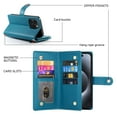 thumbnail image 3 of Allytechgroup Wallet Case for Apple iPhone 16 Pro, 9 Cards Holder + Zipper Pocket + Hand Wrist Shockproof Stand Flip Cover RFID Blocking Phone Case for Women Men, Blue, 3 of 7