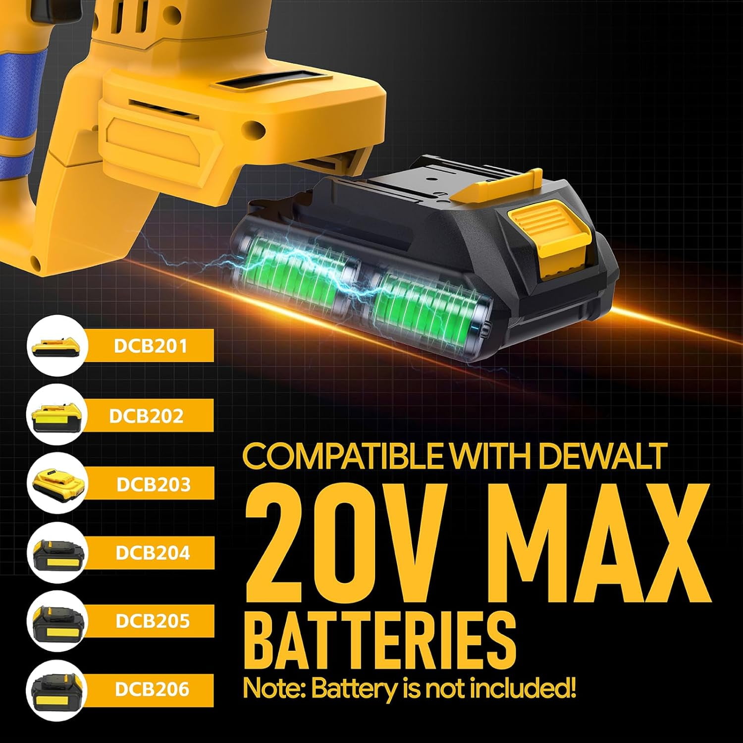 20V SDS-Plus Cordless Rotary Hammer Drill Compatible with Dewalt Battery(NO Battery), Brushless Motor,Safety Clutch,1000RPM,4 Functions with 5 Drills and Carrying Case for Concrete/Masonry/Wood/Metal
