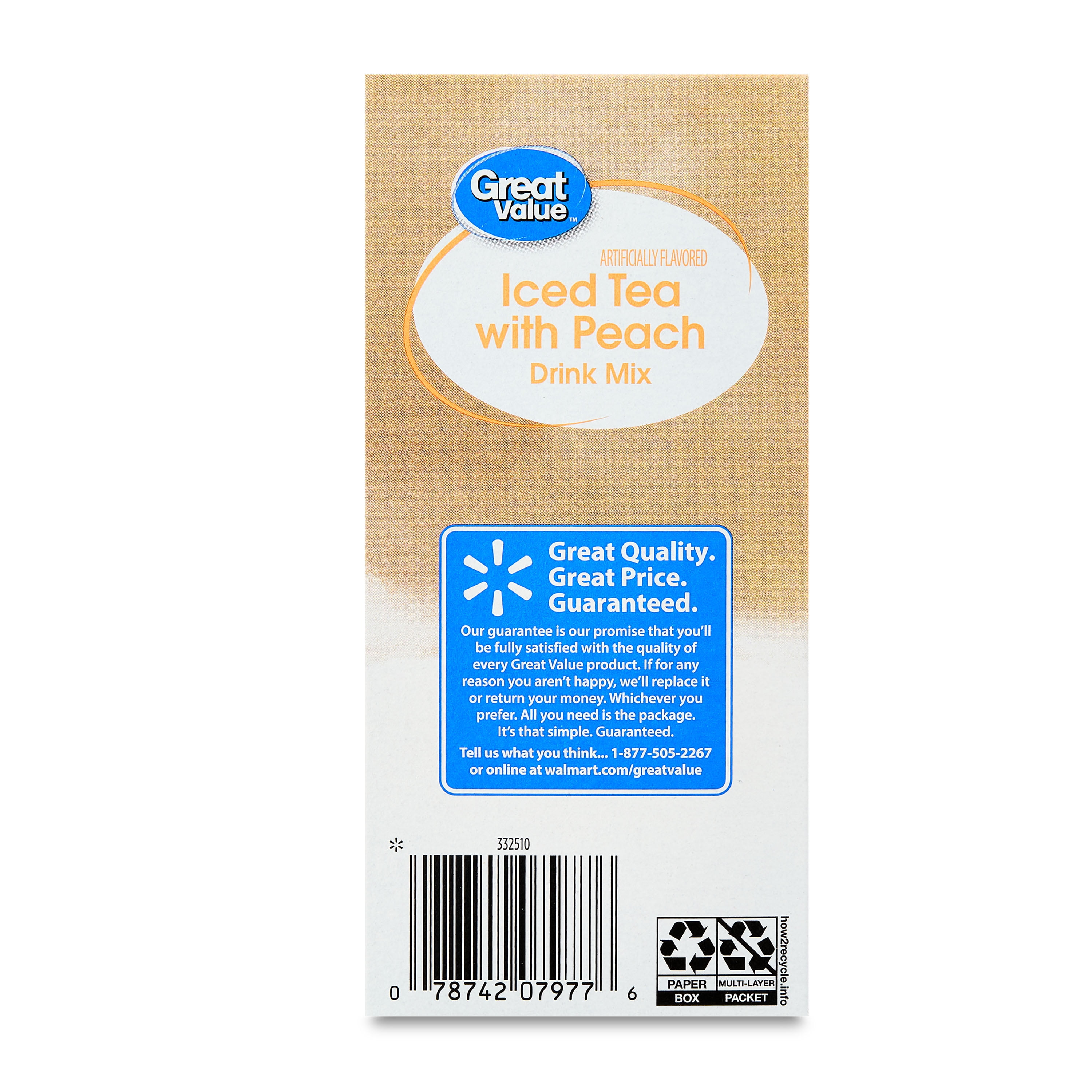 Great Value Iced Tea with Peach Liquid Drink Mix, 0.25 oz, 6 Count
